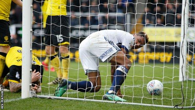 Britt Assombalonga looks around after scoring for Middlesbrough