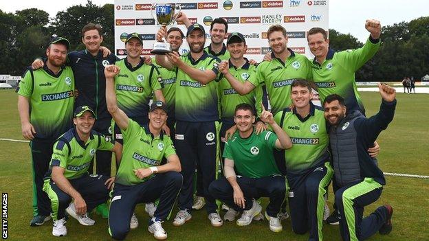 Ireland with the Twenty20 series trophy