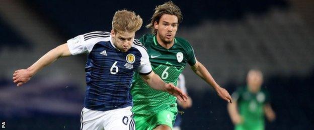 Stuart Armstrong in action for Scotland against Slovenia