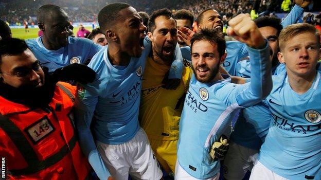 Manchester City players celebrate