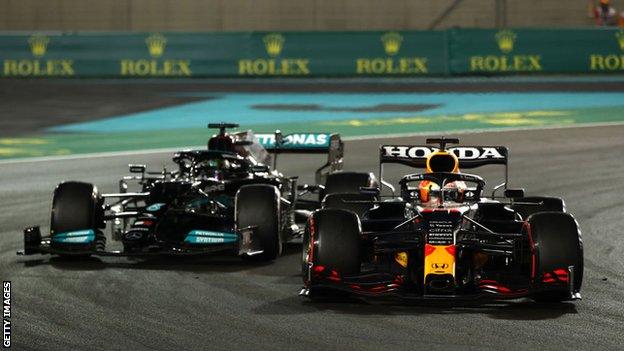 Max Verstappen overtakes Lewis Hamilton