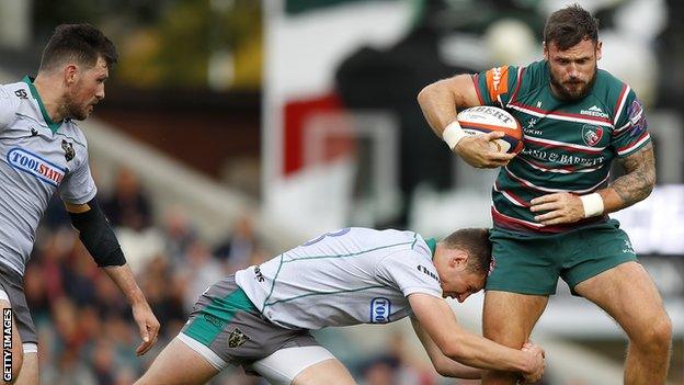 Adam Thompstone in action for Leicester Tigers