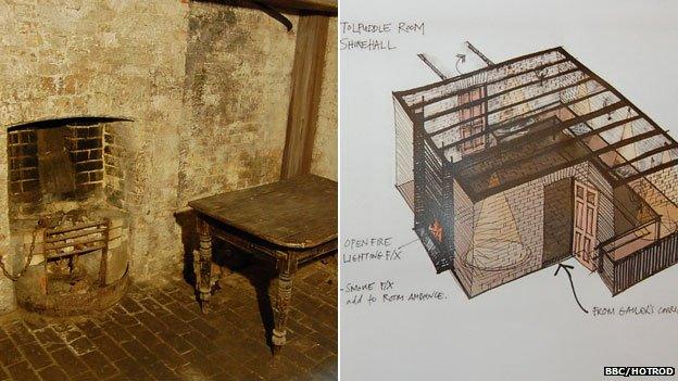 The Tolpuddle Martyrs Cell and an artist's impression of how it might look