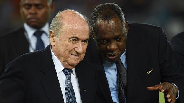 Sepp Blatter and Issa Hayatou