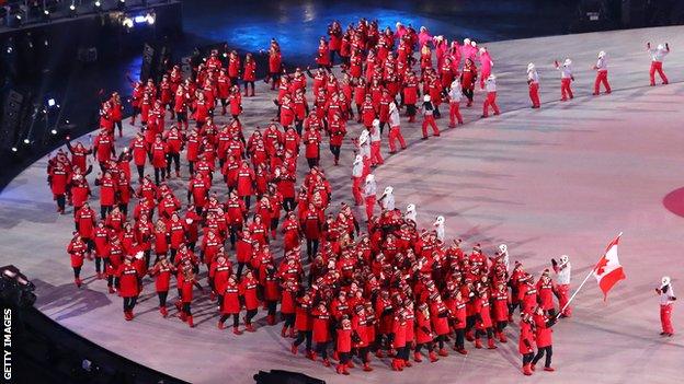 The Canadian delegation at the opening ceremony