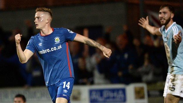 Delight for Aaron Burns after he makes the breakthrough for Linfield at Milltown on Friday night