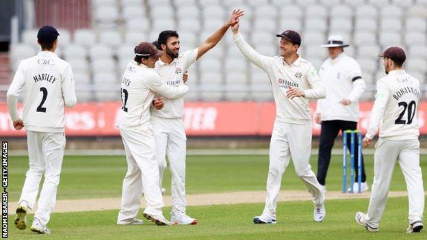 England one-day international paceman Saqib Mahmood got the only two wickets to fall on the final day for a total of four in the match