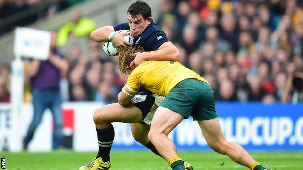 John Hardie playing for Scotland against Australia