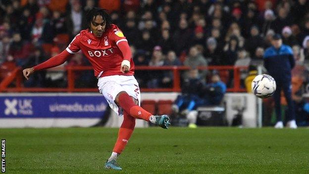 Djed Spence scores for Nottingham Forest