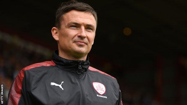 Barnsley head coach Paul Heckingbottom looks on from the sidelines