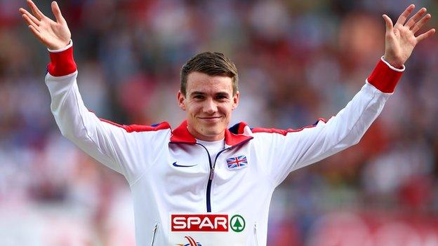 Chris O'Hare celebrates his European Championships bronze medal