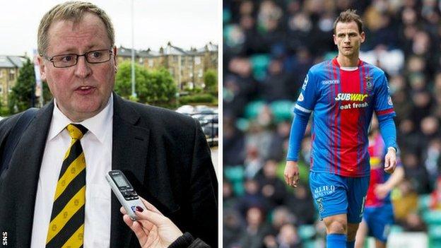 Annan Athletic chairman Henry McClelland (left) and Inverness CT midfielder Lewis Horner