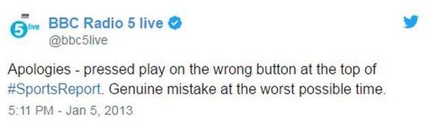 BBC Radio 5 live apology over Sports Report theme tune in 2013