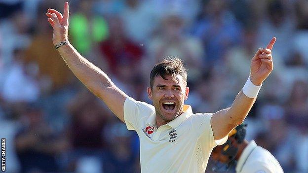 England bowler James Anderson appeals for the wicket of South Africa's Keshav Maharaj on day two of the second Test