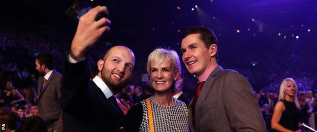 Judy Murray, the mother of Andy, is stopped by some selfie hunters