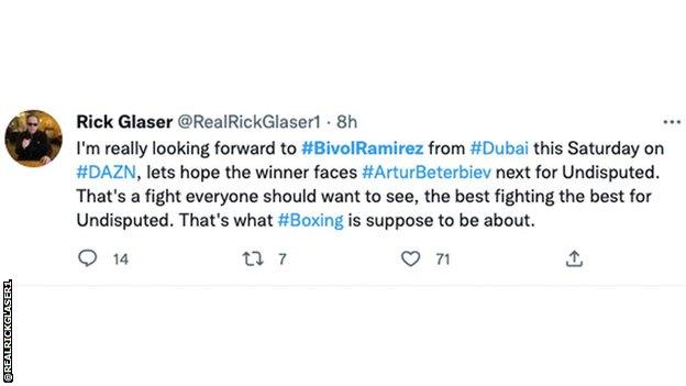 Tweet about Bivol v Ramirez.