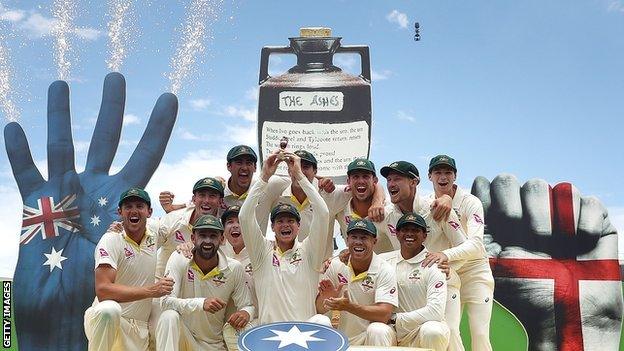 Australia celebrate winning the Ashes