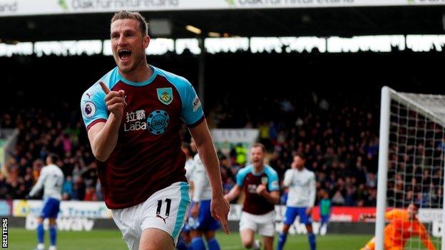 Burnley's Chris Wood celebrates goal