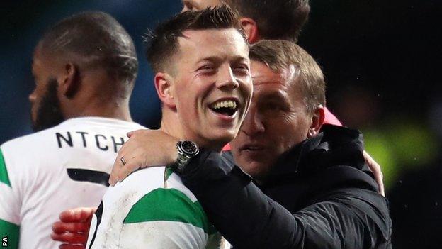 Callum McGregor and Brendan Rodgers