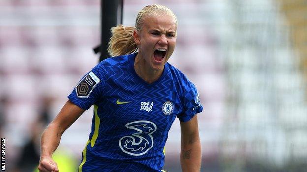 Pernille Harder celebrates her goal