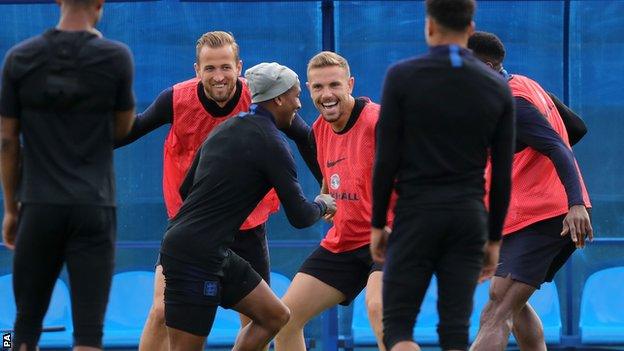 England players in training