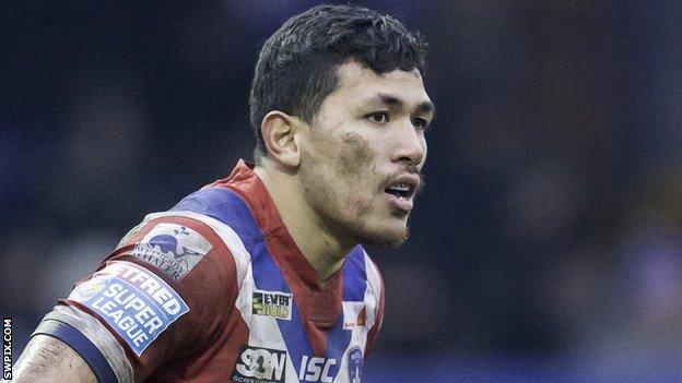 Wakefield Trinity hooker Michael Sio in action against Hull FC