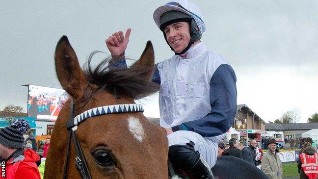 Gavin Sheehan celebrates after winning on One Track Mind