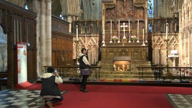 Visitors to Selby Abbey