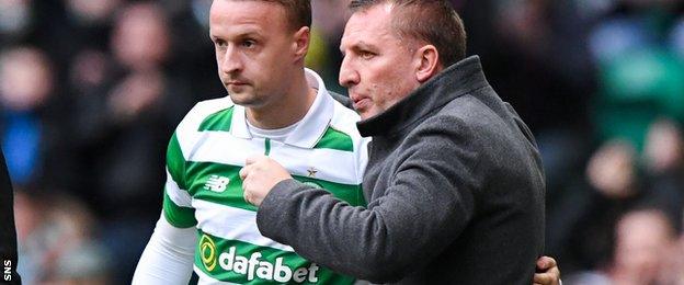 Celtic striker Leigh Griffiths (left) has praised Brendan Rodgers' man-management skills