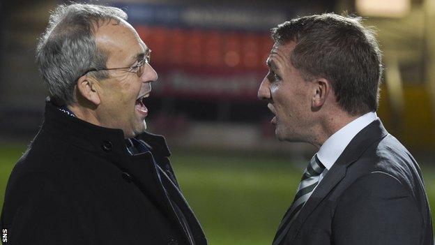 Ross County chairman Roy MacGregor and Celtic manager Brendan Rodgers