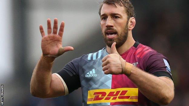 Chris Robshaw gestures to his Harlequins team-mates