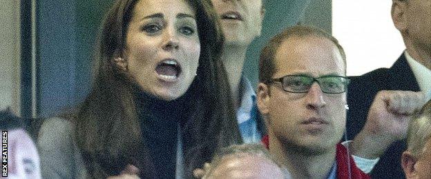 The Duke and Duchess of Cambridge show their anxiety as they cheer on Wales