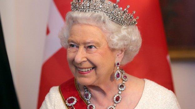 The Queen at a state banquet in Berlin