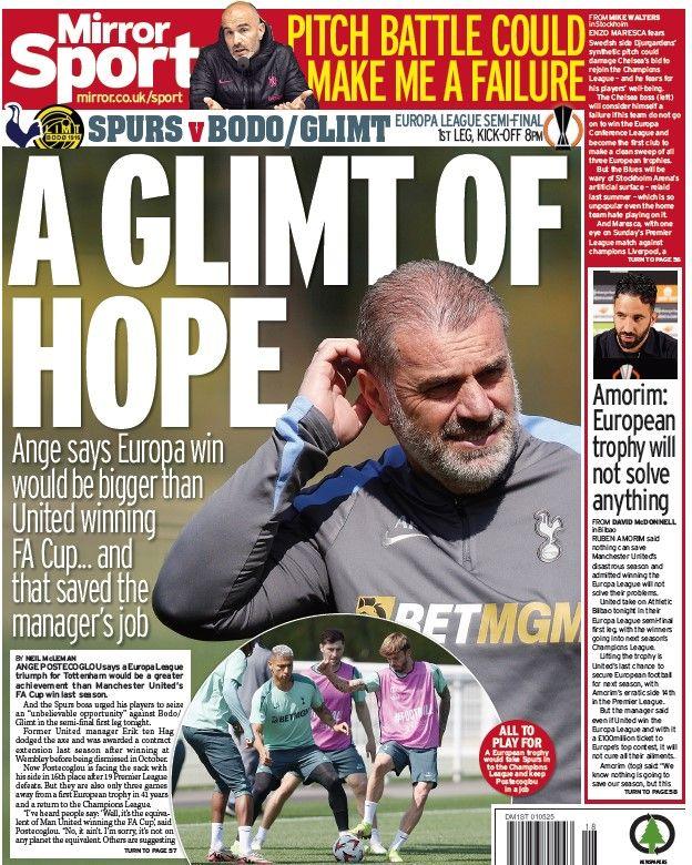 The back page of the Daily Mirror