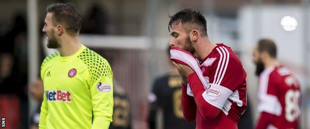 Hamilton players look dejected after their 3-0 home loss to Celtic