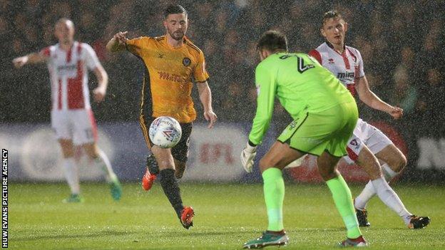 Padraig Amond was a constant threat in attack for Newport County