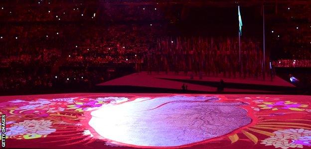 The heart at the centre of the Maracana stadium, which represents the core concept of these Games