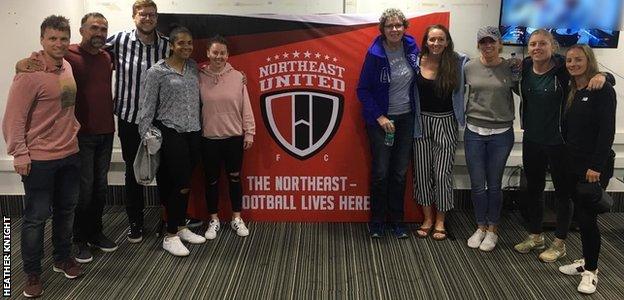 Heather Knight and colleagues at North East United match