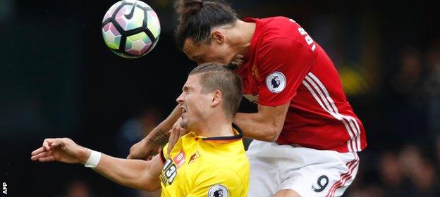 Sebastian Prodl challenges Zlatan Ibrahimovic in the air