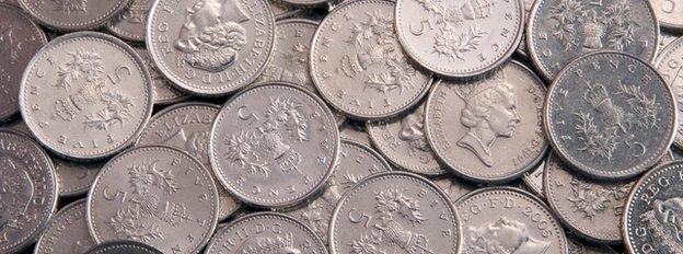 5 pence pieces