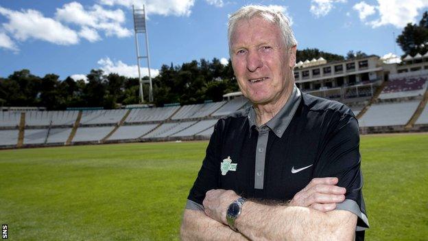 Billy McNeill pictured in 2014 at the Estadio Nacional in Portugal, where Celtic's 'Lisbon Lions' won the European Cup in 1967