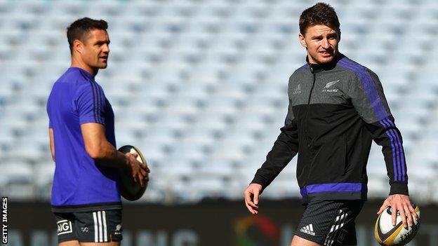 Dan Carter (left) was expected to mentor Beauden Barrett, who eventually took over from him as All Blacks fly-half