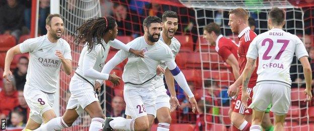 Fola Esch's Julien Klein stunned Pittodrie when his left-foot shot levelled the score.