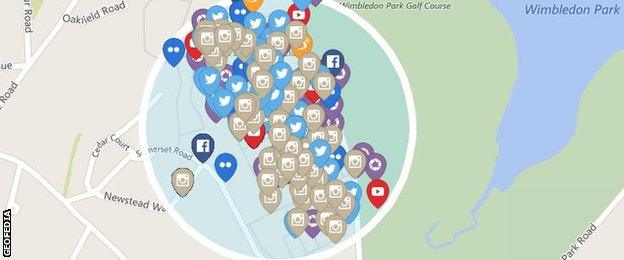 Geofedia map of SW19