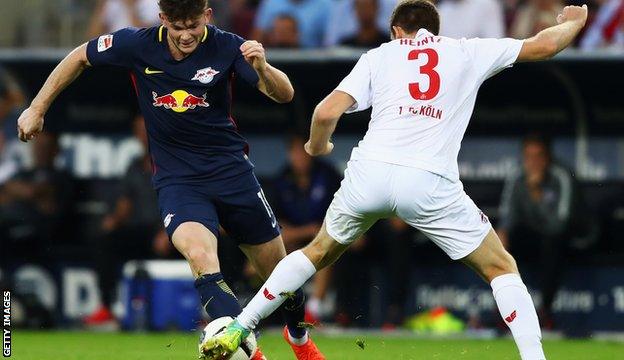 Oliver Burke in action for RB Leipzig