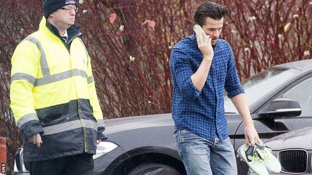 Joey Barton arrives at Auchenhowie for training