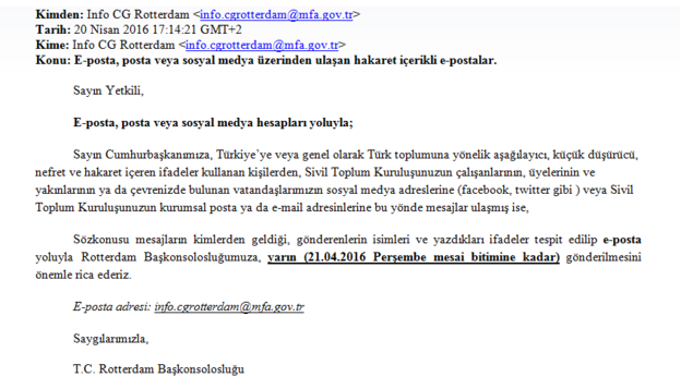 Email sent by Turkish