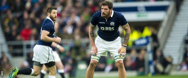 Jim Hamilton in action for Scotland at Twickenham