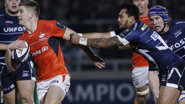 Owen Farrell (left) and Denny Solomona