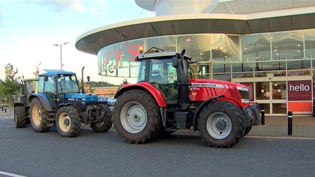 Tractors outside Sainsbury